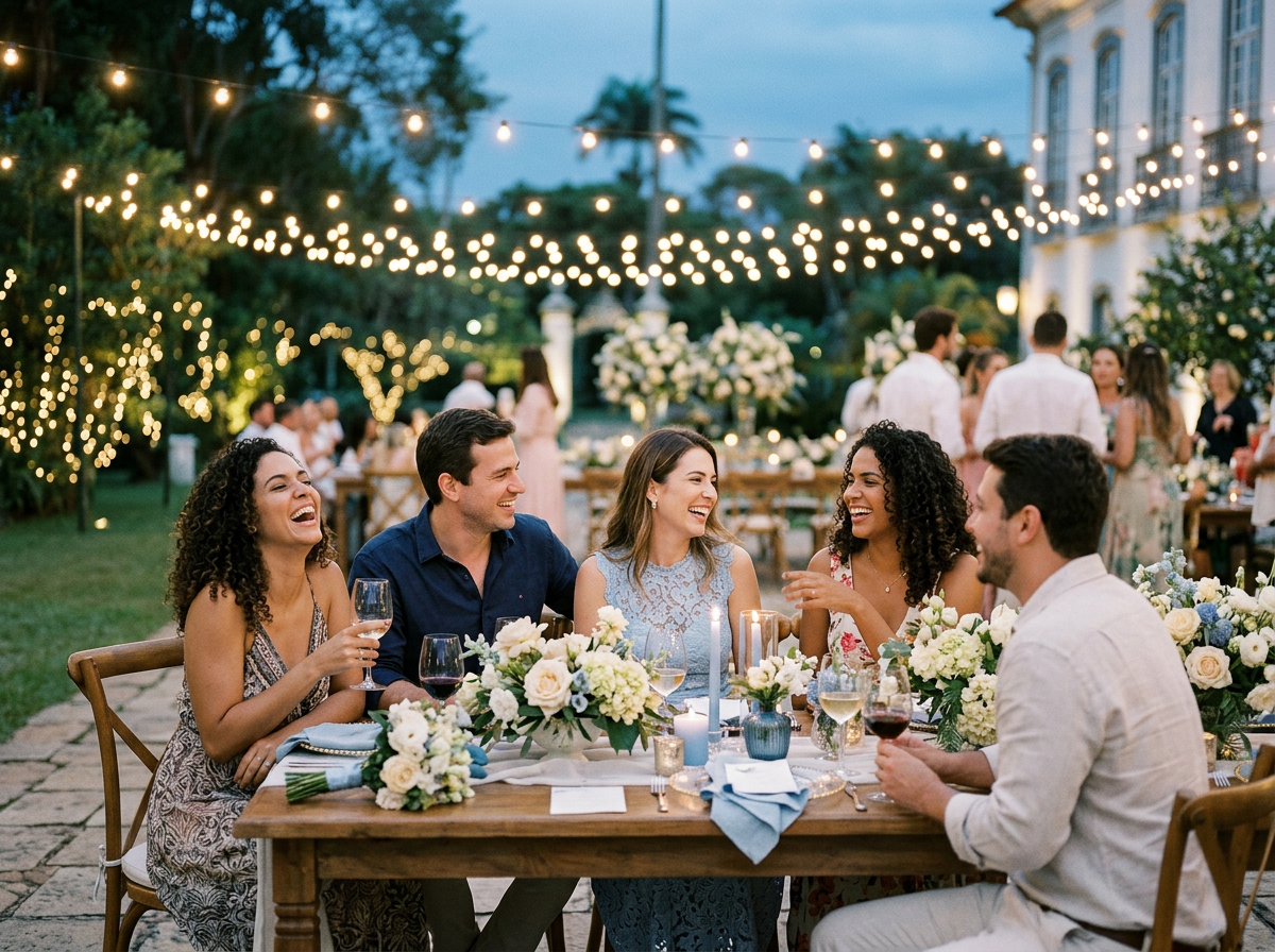 Celebração ao ar livre entre amigos e familiares